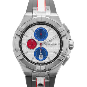 Buy Shop Maurice Lacroix Aikon Chronograph Special Edition Mahindra Racing Silver Dial Grey Rubber Strap Watch for Men - AI1018-TT031-130-2 USA Online