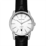 Maurice Lacroix Pontos Silver Dial Black Leather Strap Watch For Men - PT6148-SS001-131