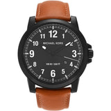 Buy Shop Michael Kors Paxton Analog Black Dial Brown Rubber Strap Watch For Men - MK8502 USA Online