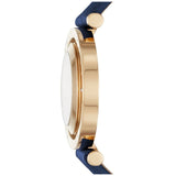Michael Kors Averi Gold Dial Navy Blue Leather Strap Watch for Women - MK2526