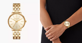 Buy Shop Michael Kors Pyper Quartz Gold Dial Gold Steel Strap Watch For Women - MK3898 USA Online