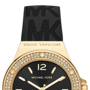 Buy Shop Michael Kors Mini Lennox Quartz Black Dial Black Silicone Strap Watch For Women - MK7281 USA Online