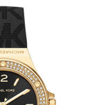 Buy Shop Michael Kors Mini Lennox Quartz Black Dial Black Silicone Strap Watch For Women - MK7281 USA Online