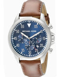 Buy Shop Michael Kors Gage Chronograph Blue Dial Brown Leather Strap Watch For Men - MK8362 USA Online
