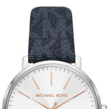 Buy Shop Michael Kors Pyper Quartz Silver Dial Blue Leather Strap Watch For Women - MK7244 USA Online