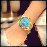 Buy Shop Michael Kors Channing Turquoise Dial Gold Steel Strap Watch For Women - MK5894 USA Online