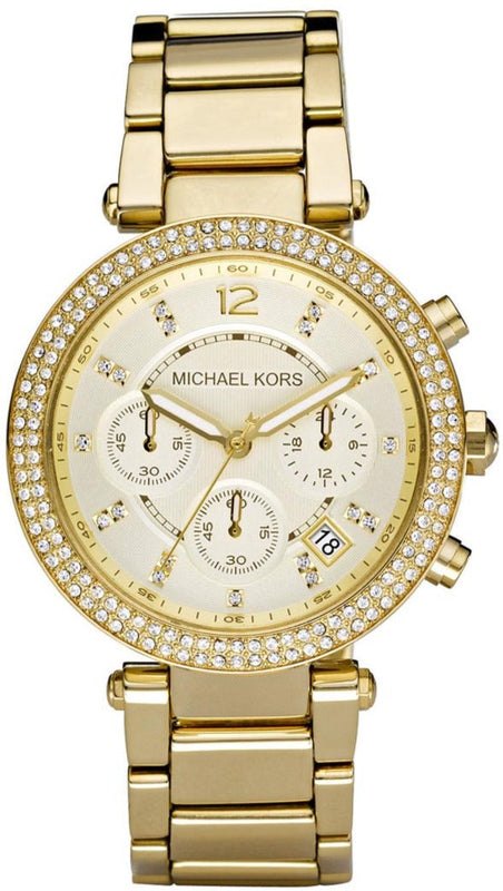 Buy Shop Michael Kors Parker White Dial Gold Steel Strap Watch for Women - MK6056 USA Online