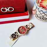 Buy Shop Michael Kors Camille Analog Red Dial Gold Steel Strap Watch For Women - MK7196 USA Online