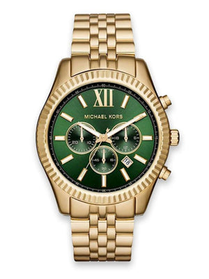 Buy Shop Michael Kors Lexington Chronograph Green Dial Gold Steel Strap Watch for Men - MK8446 USA Online