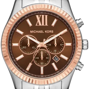 Buy Shop Michael Kors Lexington Chronograph Brown Dial Silver Steel Strap Watch For Men - MK8732 USA Online