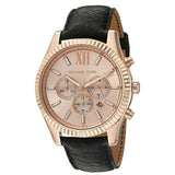 Buy Shop Michael Kors Lexington Chronograph Rose Gold Dial Black Leather Strap Watch For Men - MK8516 USA Online