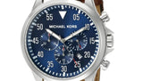 Buy Shop Michael Kors Gage Chronograph Blue Dial Brown Leather Strap Watch For Men - MK8362 USA Online