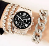 Buy Shop Michael Kors Runway Chronograph Black Dial Silver Steel Strap Watch For Women - MK5708 USA Online