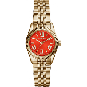 Buy Shop Michael Kors Lexington Quartz Orange Dial Gold Steel Strap Watch For Women - MK3284 USA Online