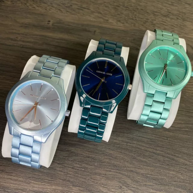 Buy Shop Michael Kors Slim Runway Blue Dial Blue Steel Strap Watch For Women - MK4525 USA Online