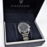 Maserati Trimarano Chronograph Black Dial Silver Stainless Steel Strap Watch For Men - R8873632003