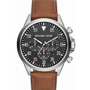 Buy Shop Michael Kors Gage Chronograph Quartz Black Dial Brown Leather Strap Watch For Men - MK8333 USA Online