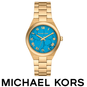 Buy Shop Michael Kors Lennox Analog Blue Dial Gold Steel Strap Watch for Women - MK7460 USA Online