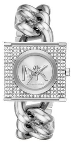 Buy Shop Michael Kors Chain Lock Pave Silver Dial Silver Steel Strap Watch For Women - MK4718 USA Online