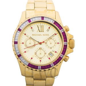 Buy Shop Michael Kors Everest Chronograph Gold Dial Gold Steel Strap Watch for Women - MK5871 USA Online
