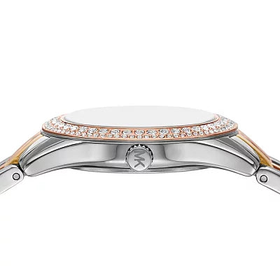 Buy Shop Michael Kors Harlowe Three-Hand Mother of Pearl White Dial Tri Tone Steel Strap Watch for Women - MK4846 USA Online