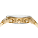 Buy Shop Michael Kors Ritz Three-Hand Glitz Crystals Gold Dial Gold Steel Strap Watch for Women - MK6747 USA Online