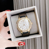 Buy Shop Michael Kors Sidney Multifunction White Dial Brown Leather Strap Watch For Women - MK6948 USA Online