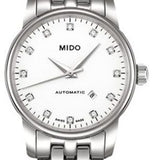 Mido Baroncelli III Automatic Diamonds White Dial Silver Steel Strap Watch For Women - M7600.4.66.1