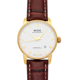 Mido Baroncelli III Automatic White Dial Brown Leather Strap Watch For Women - M7600.3.26.8