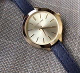 Buy Shop Michael Kors Runway Quartz Gold Dial Blue Leather Strap Watch For Women - MK2285 USA Online