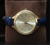 Buy Shop Michael Kors Runway Quartz Gold Dial Blue Leather Strap Watch For Women - MK2285 USA Online