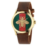 Buy Shop Gucci G Timeless Quartz Two Tone Dial Brown Leather Strap Watch For Men - YA126451B USA Online