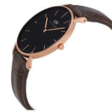 Buy Shop Daniel Wellington Classic York Black Dial Brown Leather Strap Watch For Women - DW00100140 USA Online
