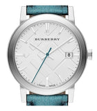 Buy Shop Burberry White Dial Turquoise Leather Strap Watch for Women - BU9120 USA Online