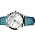 Buy Shop Burberry White Dial Turquoise Leather Strap Watch for Women - BU9120 USA Online