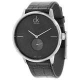 Calvin Klein Accent Black Dial Black Leather Strap Watch for Men - K2Y211C3