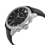 Buy Shop Emporio Armani Classic Chronograph Black Dial Black Leather Strap Watch For Men - AR0431 USA Online