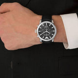 Buy Shop Emporio Armani Classic Chronograph Black Dial Black Leather Strap Watch For Men - AR0431 USA Online