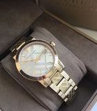 Burberry The City Gold Dial Gold Steel Strap Watch for Women - BU9145