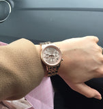 Buy Shop Michael Kors Ritz Chronograph Rose Gold Dial Rose Gold Steel Strap Watch for Women - MK6077 USA Online
