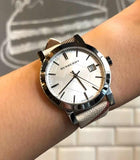 Buy Shop Burberry The City Nova Silver Dial White Leather Strap Watch for Women - BU9022 USA Online