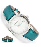 Buy Shop Burberry White Dial Turquoise Leather Strap Watch for Women - BU9120 USA Online