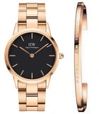 Buy Shop Daniel Wellington Iconic Link Analog Black Dial Rose Gold Steel Strap Watch For Women - DW00100214 USA Online
