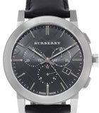 Burberry The City Grey Dial Black Leather Strap Watch for Men - BU9359