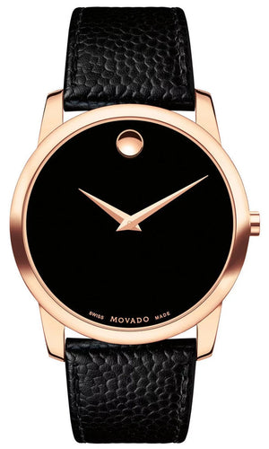 Buy Shop Movado Museum Classic Black Dial Black Leather Strap Watch For Men - 607060 USA Online