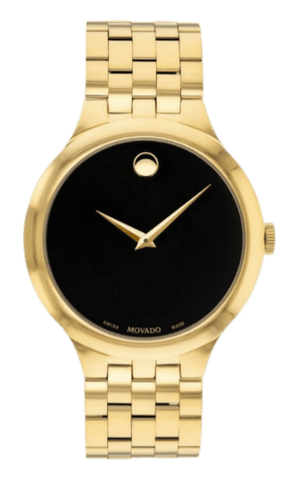 Buy Shop Movado Veturi Quartz Black Dial Gold Steel Strap Watch for Men - 0606934 USA Online