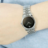 Movado Museum Classic Black Dial Silver Steel Strap Watch For Women - 0606505