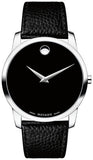 Buy Shop Movado Museum Black Dial Black Leather Strap Watch For Men - 607012 USA Online
