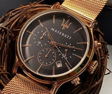 Buy Shop Maserati Epoca Black Dial Gold Mesh Bracelet Watch For Men - R8873618005 USA Online