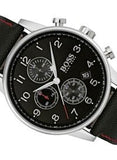 Buy Shop Hugo Boss Navigator Black Dial Black Leather Strap Watch for Men - 1513535 USA Online